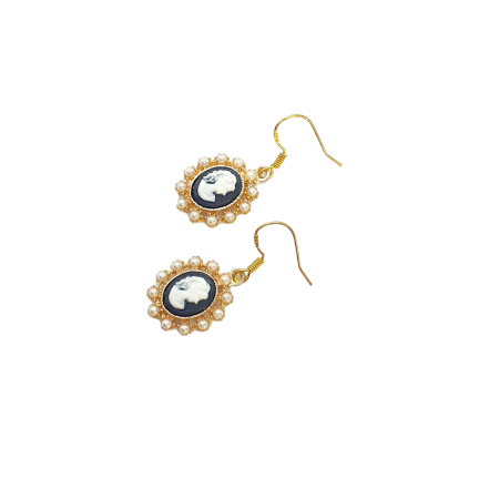 earrings steel gold white face